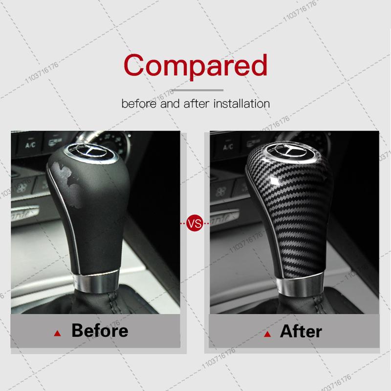 Car Styling Carbon Fiber Gear Shift Handle Cover Trim Sticker For Mercedes Benz A C E G Class W204 W212 W169 W463 GLK X204 CLS