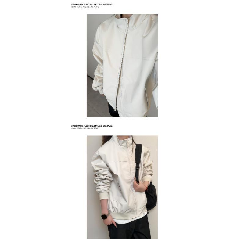 Mens Stand Collar American Style Bomber Jacket Loose Casual Baseball Outerwear