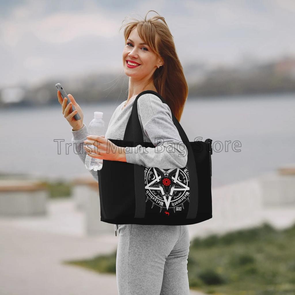 Satanic Occult Duffle Bag Satan Skull Dead Head Graphic Multipurpose Weekender Bags Unisex Waterproof Sports Yoga Luggage Bag