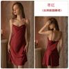 New sexy temptation ice silk suspender nightdress women's summer solid color swing collar sex pajamas slim skirt loungewear