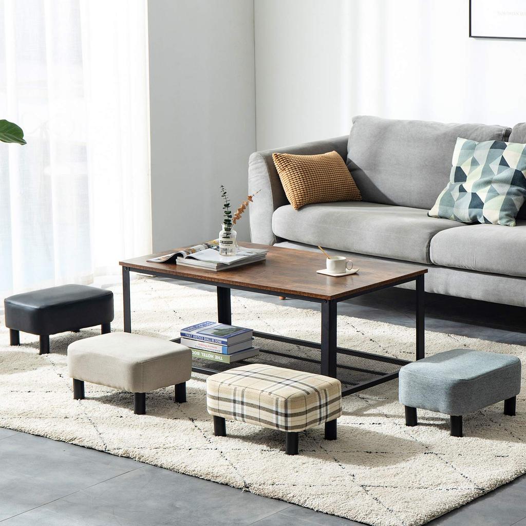 IBUYKE Ottoman Retro Striped Stool, Footstool, Rectangular, Square, Low, Non-Slip, Design, RF-BD215
