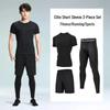 Pánské rychleschnoucí sportovní oblečení z ledového hedvábí s těsným střihem: Set s krátkým rukávem a pětibodovými kalhotami na letní fitness a běh