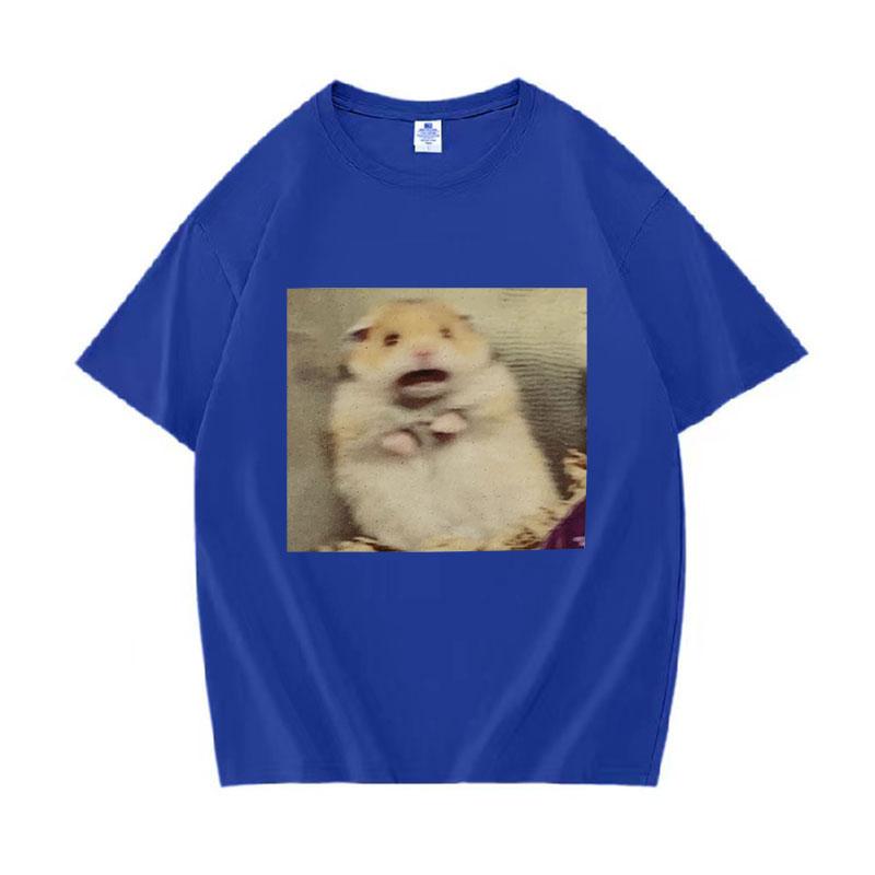 Funny Scared Hamster Meme Graphic TShirt Men Women ONeck Fashion Short Sleeve T Shirt Retro Clothing Oversized Cotton Tshirts