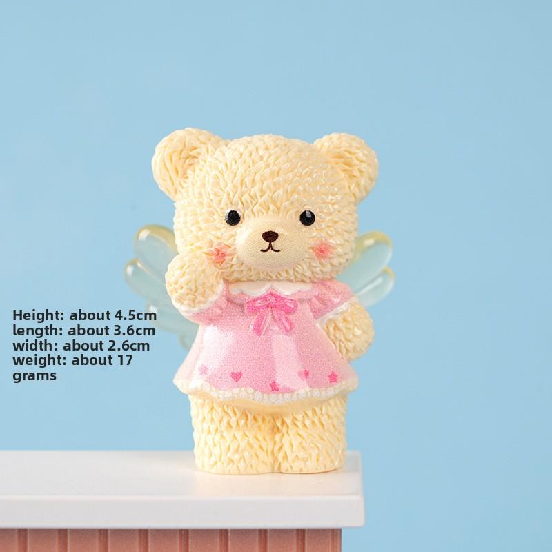 Miniature Landscape Angel Teddy Bear Creative Cute Figurine Car Decorative Gift Table Decoration Item