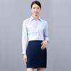 Romon Women's Slim-Fit Blue Stripe Business Shirt