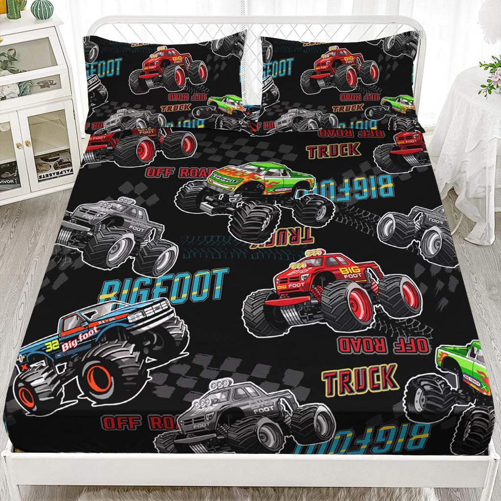 A Variety Of Racing Pattern Mattress Three-Piece Digital Printing Couple Bedspread Bedding Set
