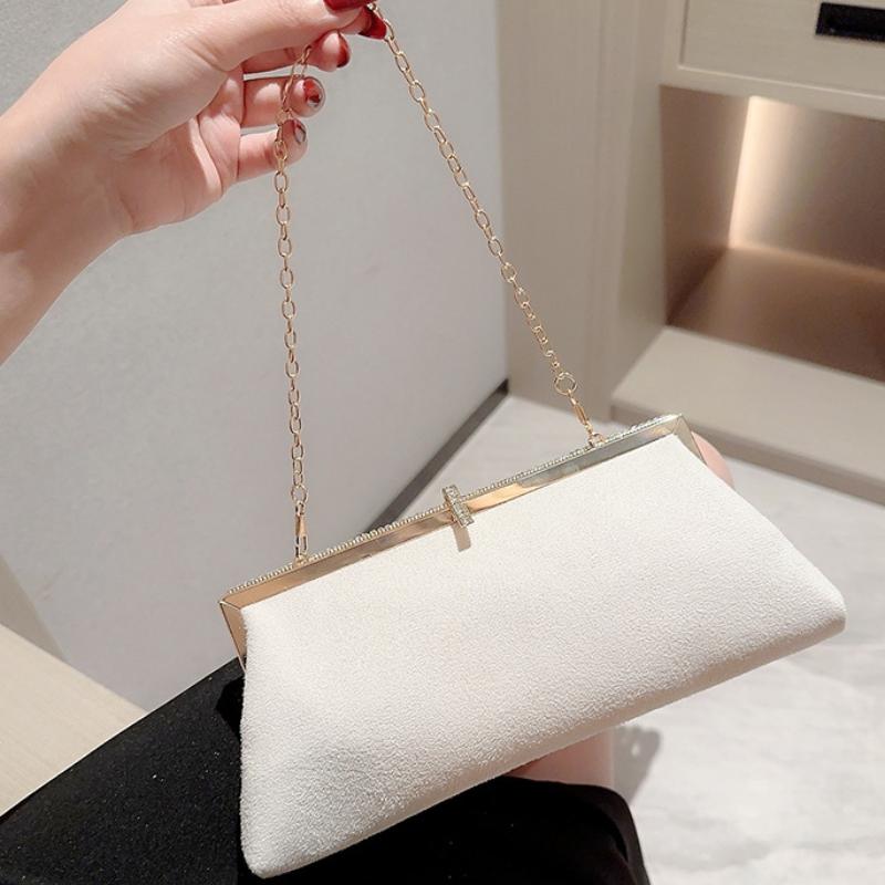 High-end Dam Sammet Aftonväska Ny Mode Fiskkrok Lås Clutch Plånböcker Kvinnliga Handväskor Kedja Axelväskor för Bröllopsfest