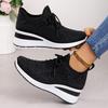 Rhinestone Lace-up Women's Casual Shoes Large Size Sports Shoes Fashion Style Women's Shoes Daily Commuting Height-increasing Shoes Women