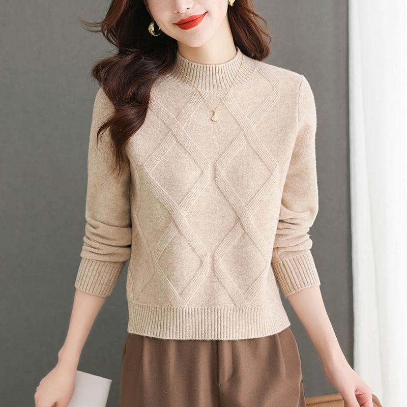 Women's Sweater Loose Thick Knitted Sweater Half High Collar Top Autumn/Winter
