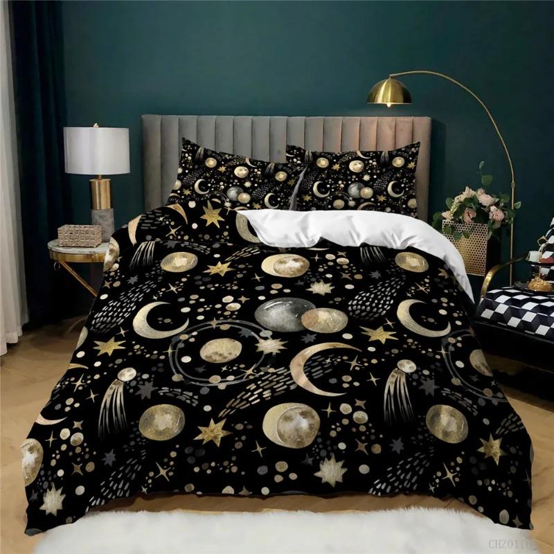 Duvet Cover Set Black High-grade Luxury Bedding Sets Gold Super King CalifKing Plus Size Home Textiles Bed Cover Pillowcases