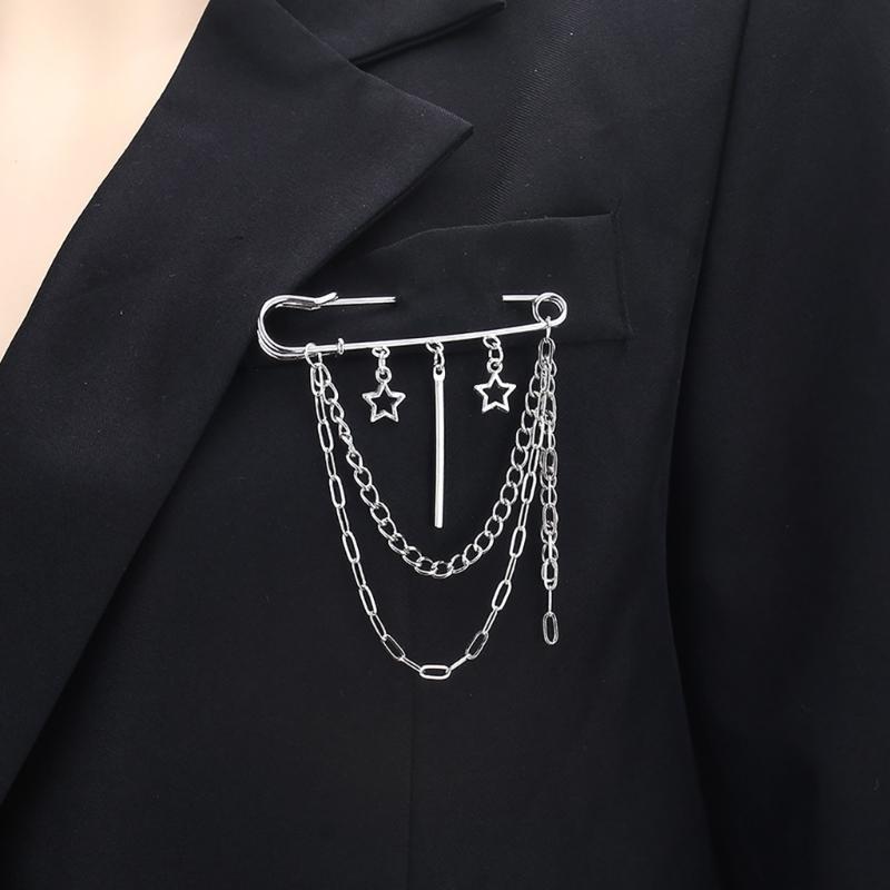 Modern Chain Lapel Pin Ornament Statement Style Badge Chain Pendant Brooches