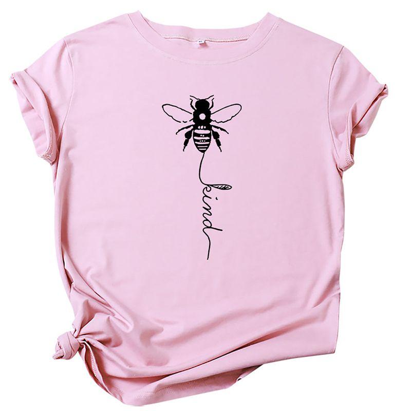 Women's Bee Printed Crew Neck T-shirts Featuring Soft Cotton Fabric For Comfort