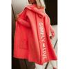 Letter Hooded Cardigan Knit Sweater Women Autumn Winter Loose Long Sleeve Coat Long Knitted Jacket Pocket Overcoat Office Lady