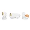 3Pcs Dollhouse Miniature Bathroom Set Ceramic Simulation Bathtub Toilet Sink 1/24 Dollhouse