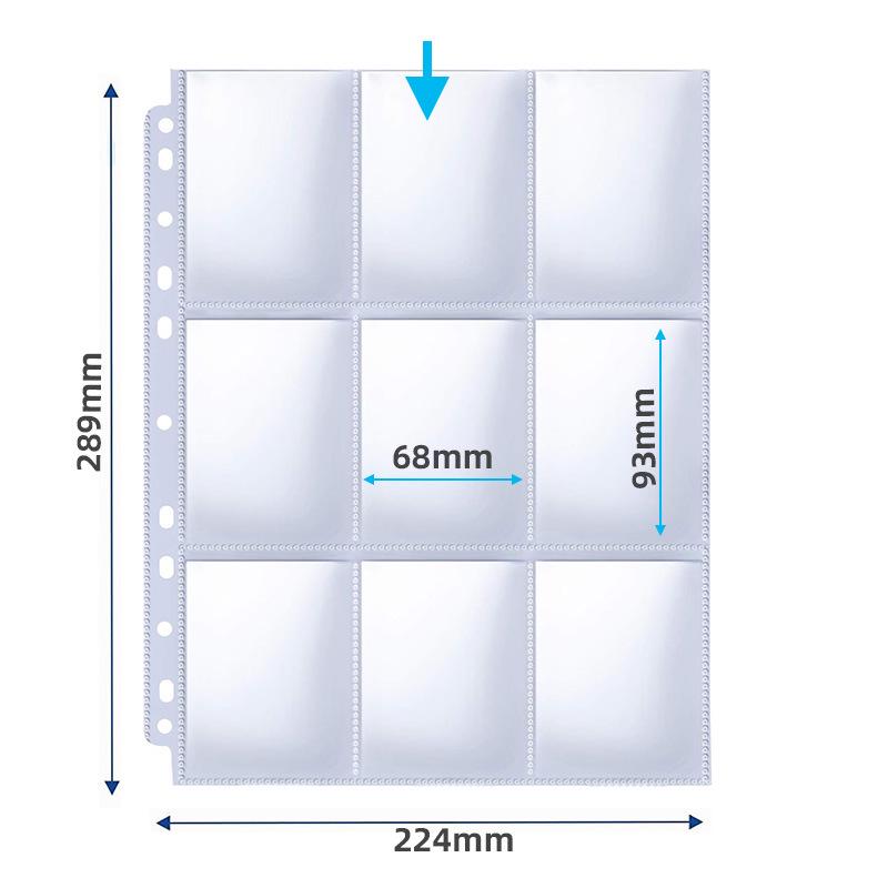 Black Lychee Grain 9-Grid Game Card Album Pages, 3-inch Stargazing Tabletop Card Holder Pages.