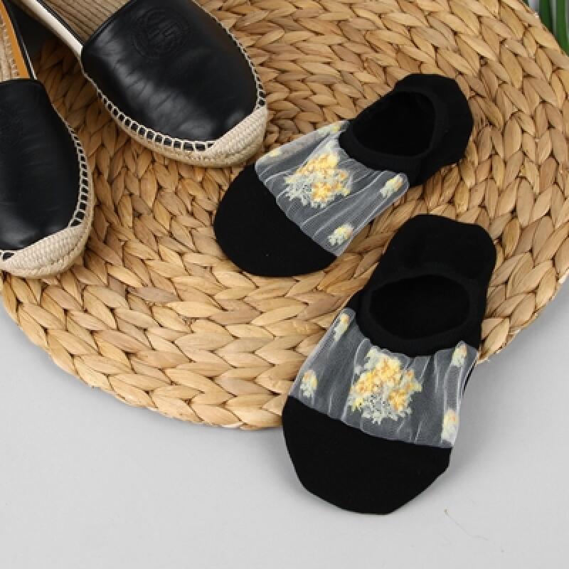 See-through flower bouquet fake socks (3 pieces)
