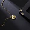Stainless Steel Gold Color I Love MAMA Letter Necklace Earrings Set For Women Heart Mom Daughter Figure Mother's Day Jewelry Set