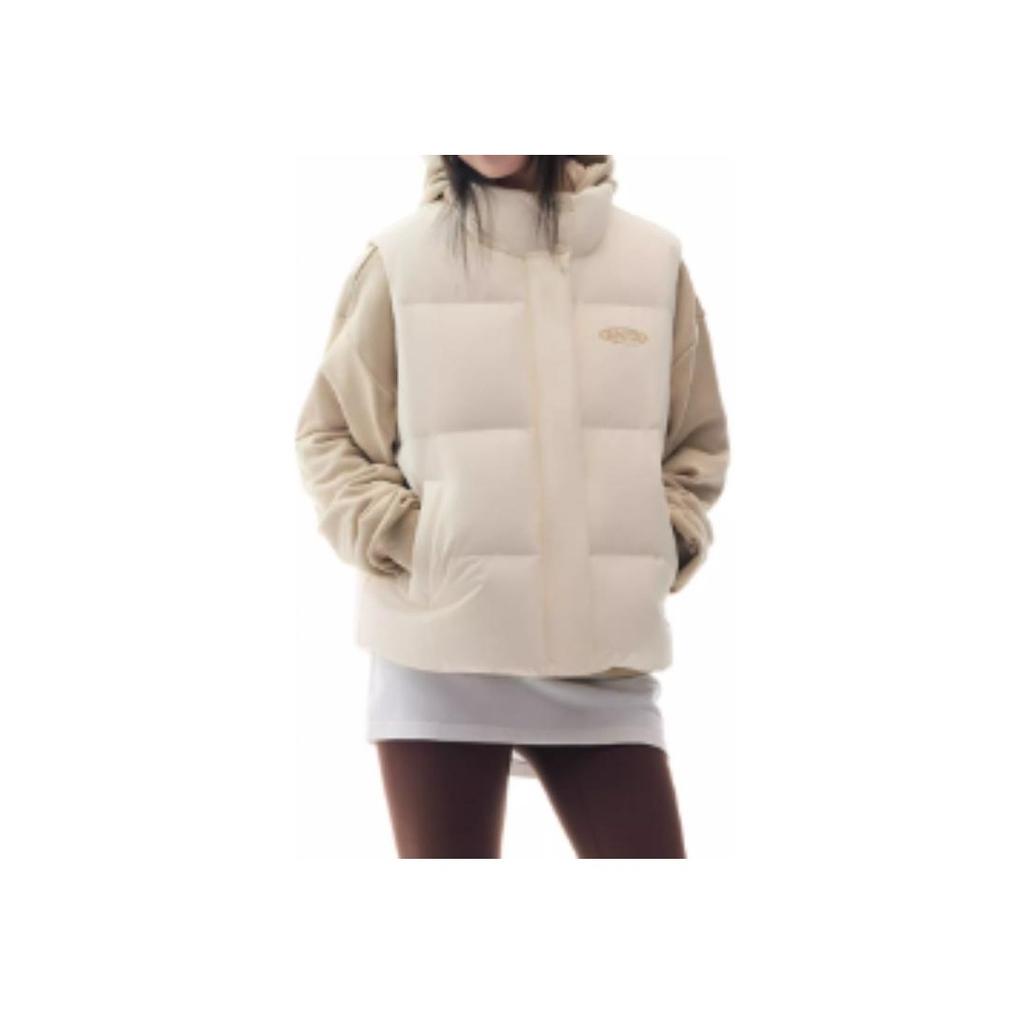 Anta Lifestyle Series Solid Color Loose Zipper Vest Women Vests Vanilla Cream 962448908-1