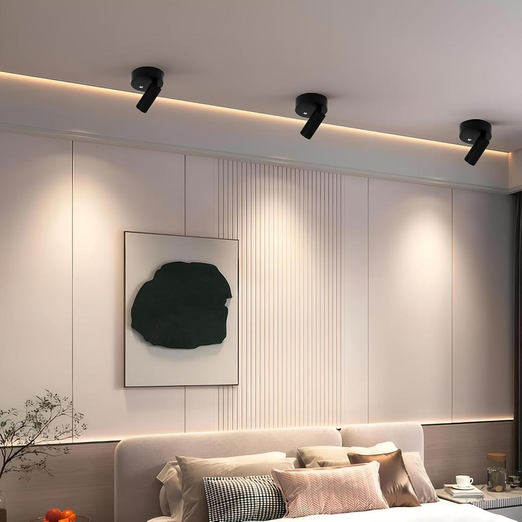 Wireless Spotlights Indoor with Remote Up,Lights Indoor Picture Light Dimmable Accent Uplighting,Battery Operated Spot Lights with 3 Color,Indoor