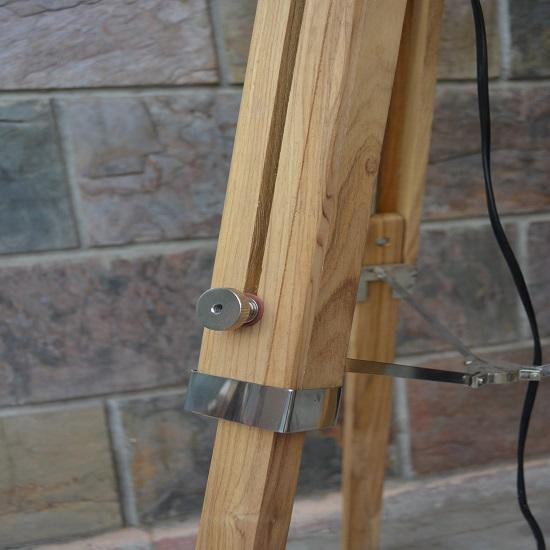 Tripod Floor Lamp Teak Wood Nautical Corner Lamp Without Shade Home Decor