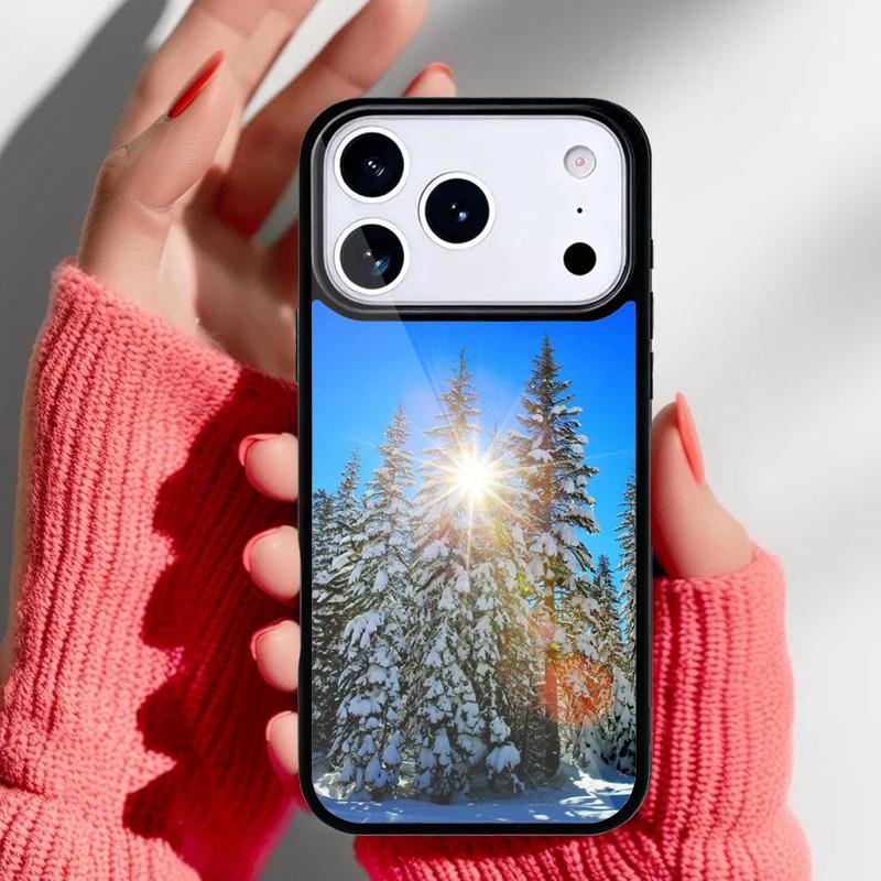 Landscape Winter Light Snow Phone Case for iPhone 17 16 15 14 13 Pro Max Back Cover for 12 11 Pro Coque