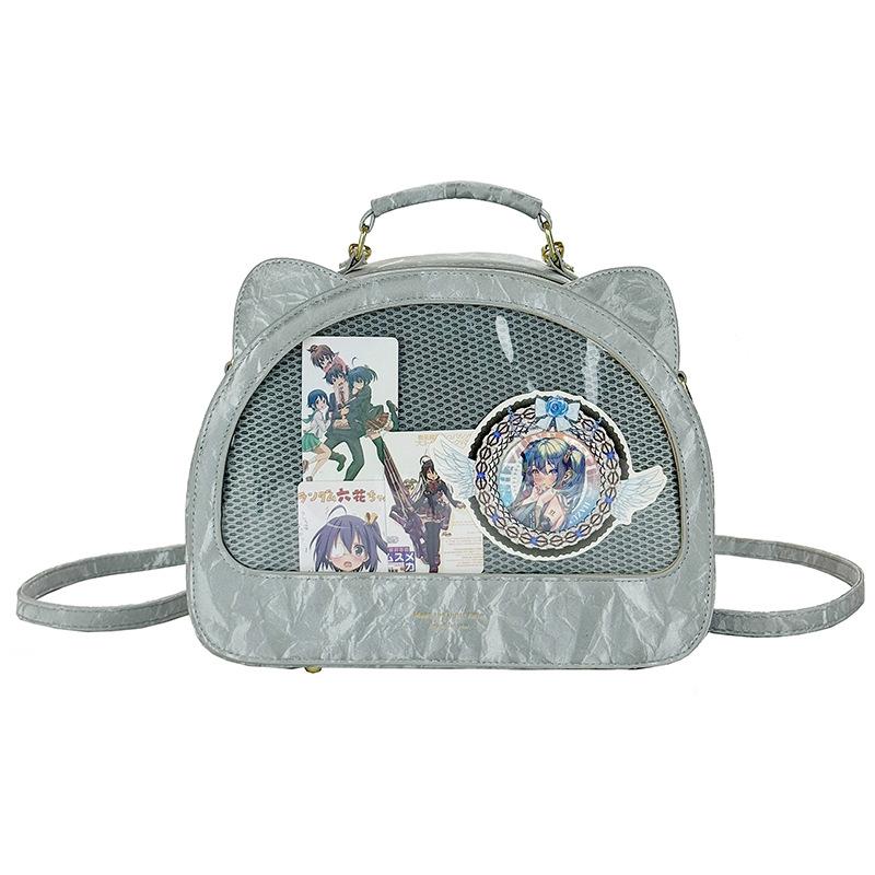 

Милая сумка через плечо, прозрачная высококлассная сумочка, сумка-боль, дорожная сумка кросс-боди, мультяшная сумка с котиком, маленькая сумка для небольшого количества еды, двухмерная сумка серый