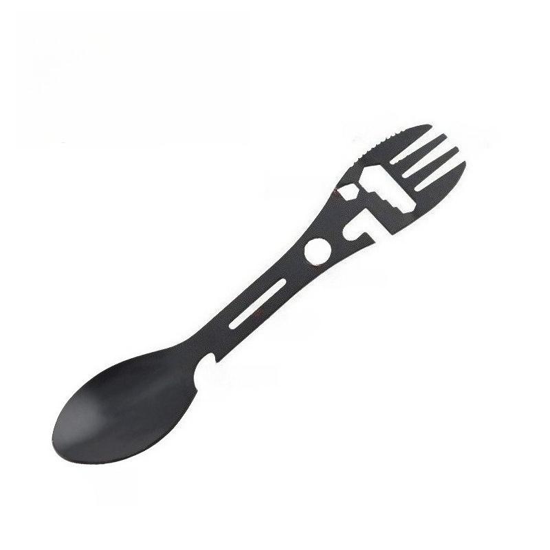 1Pc 10-in-1 Multifunctional Outdoor Camping Survival Fork Spoon Kitchen Multifunctional Wrench Bottle Opener Spoon