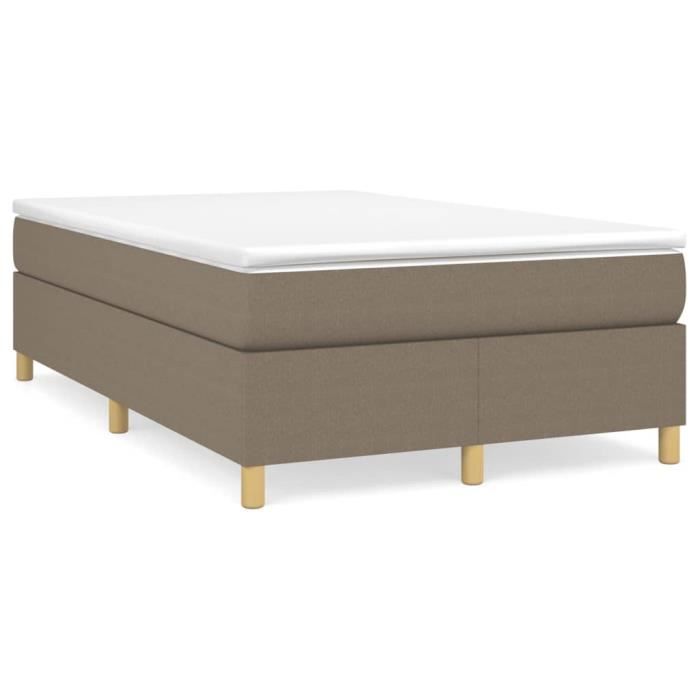 3144510 vidaXL Lit à sommier tapissier avec matelas Taupe 120x200 cm Tissu