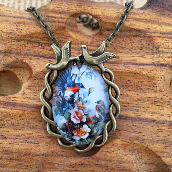 Ebay Fashion Vintage Copper Time Gem Forest Bird Necklace Sweater Chain