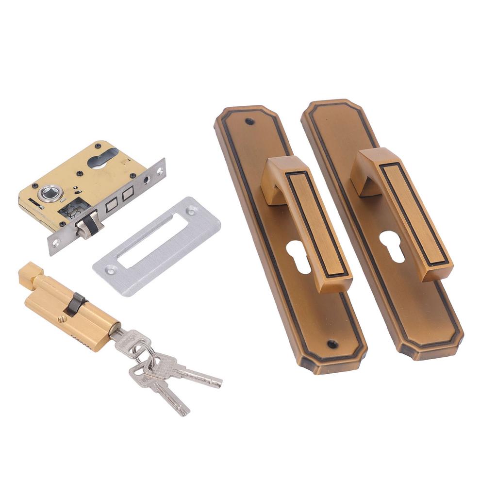 Vordere Außentürgriff-Garnitur Aluminiumlegierung Leise Haustürgriff-Schloss mit Schlüsseln für Schlafzimmer Hotel Balkon