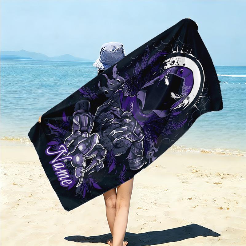Personalized "Shadow Warrior Emblem" Beach Towel Microfiber Beach Towel Thin Absorbent for Beach Swimming Yoga Bath Sports. 091063