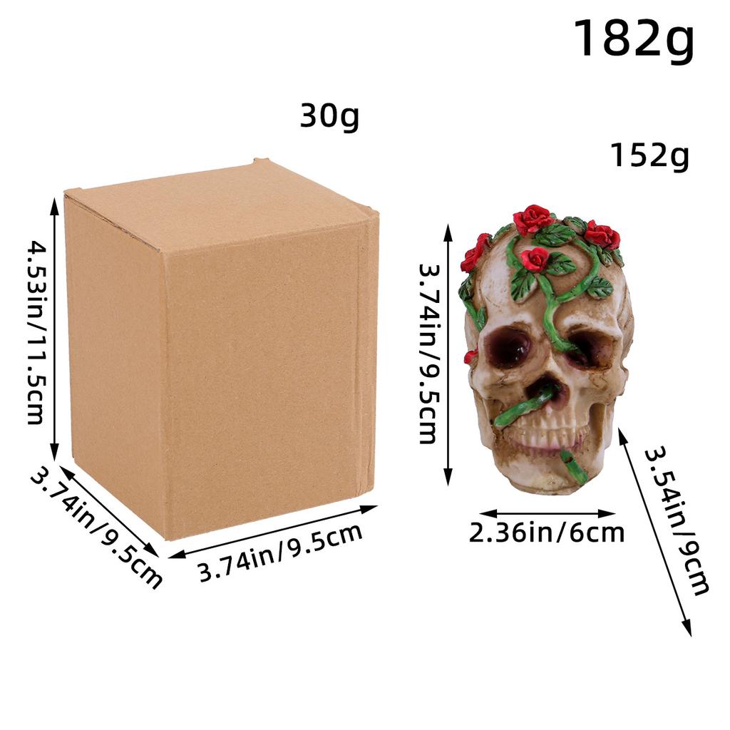Halloween Multi-colored Skull Figurines, Halloween Rose Skull Resin Handicrafts, Terrifying Atmosphere Decorations