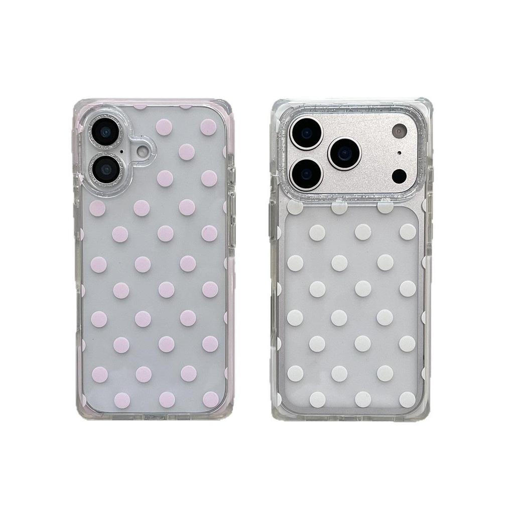 Transparent Polka Dot iPhone 15 Case with Drop Protection for Apple 17/16 ProMax