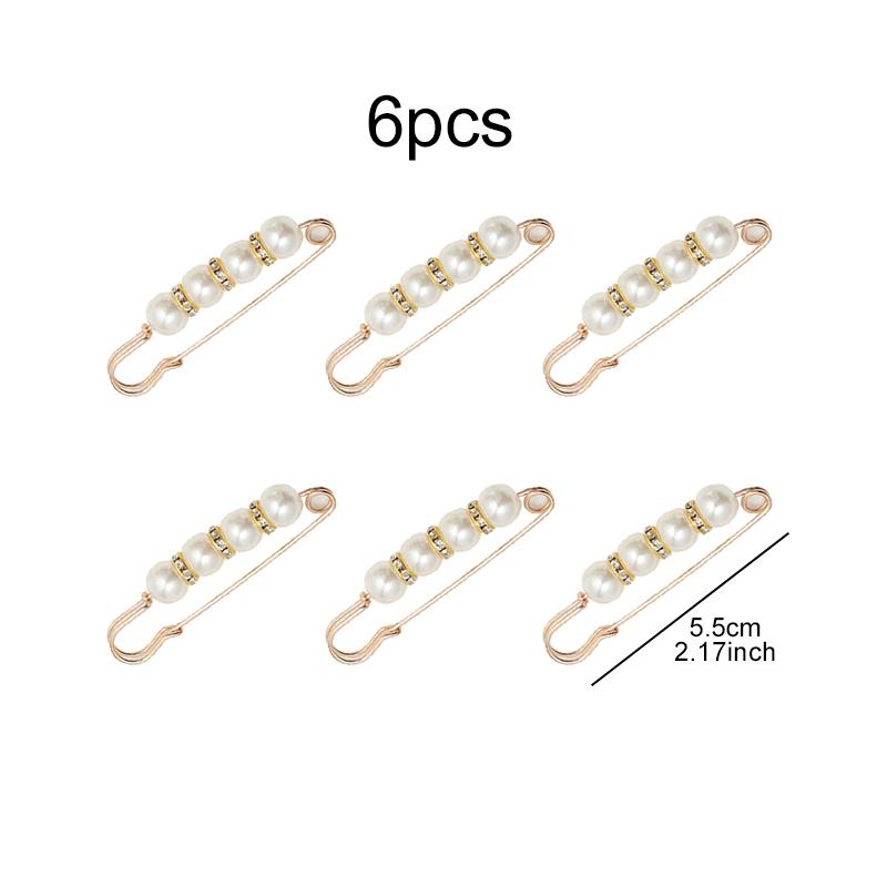 6pcs Adjustable Buckle Artificial Pearl Waist Pin Clips For Trousers Pants Skirts Dress Waistline Adjusting Shirts Sweater TMZ