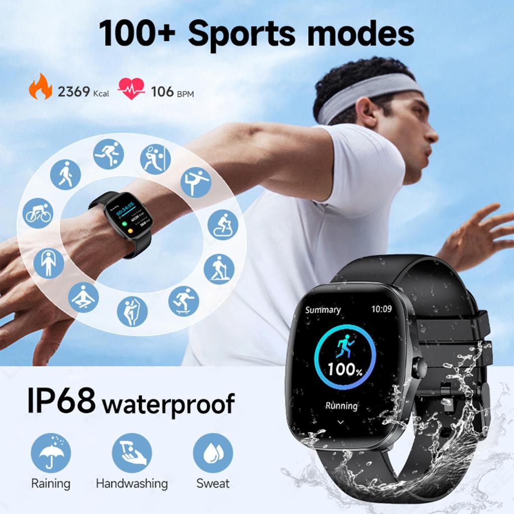 LIGE Smartwatch 1.53-inch AMOLED HD Screen Bluetooth Call Sport Watch Heart Rate IP68 Waterproof Smart Watch for Men