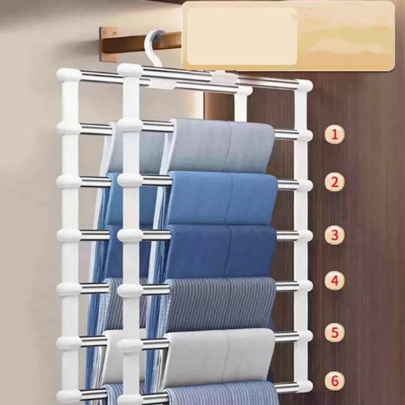 Functional Stackable Clothes Holder for Pants Solid Metal Frame with Protective Clasps