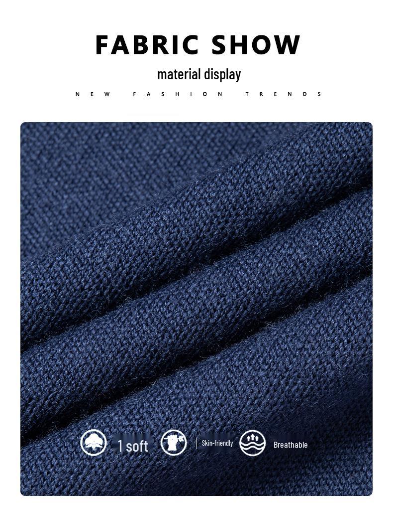 480g Men's Thickened Wool Sweater - New Winter Style, 100% Pure Wool, Solid Color Knitted Design