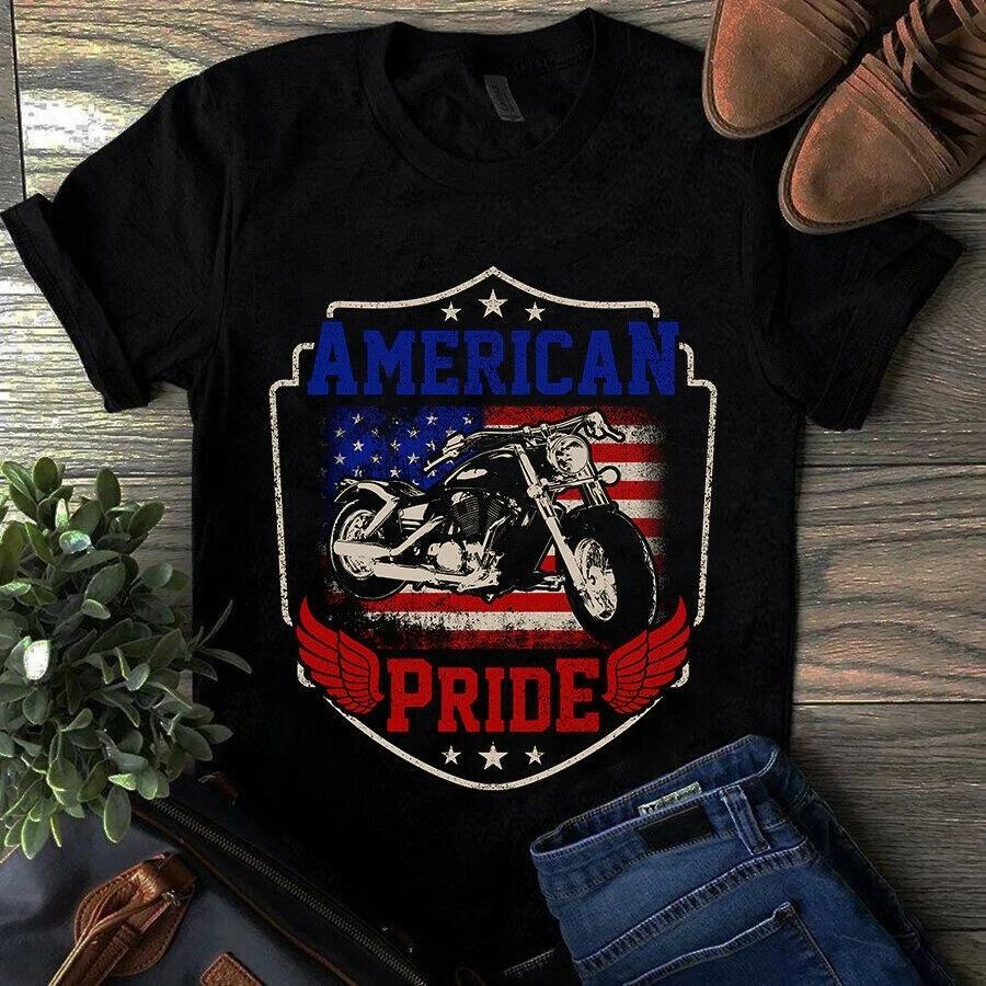American Pride Biker Motorcycle American Flag Men s and Women s T-shirts XXXL