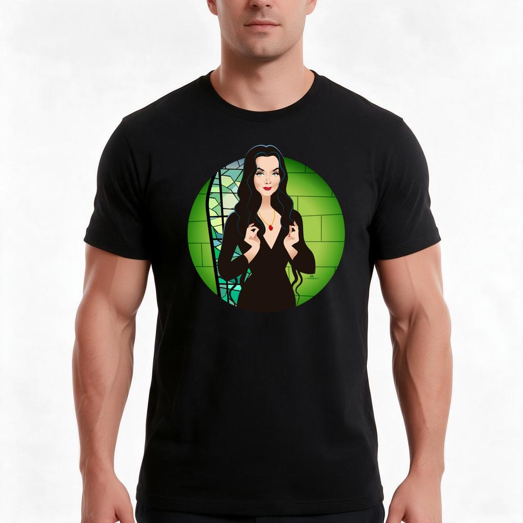 Morticia TShirt Summer Casual Cotton Tee Oversized Streetwear Tops Vintage Graphic Print Loose Fit Short Sleeve
