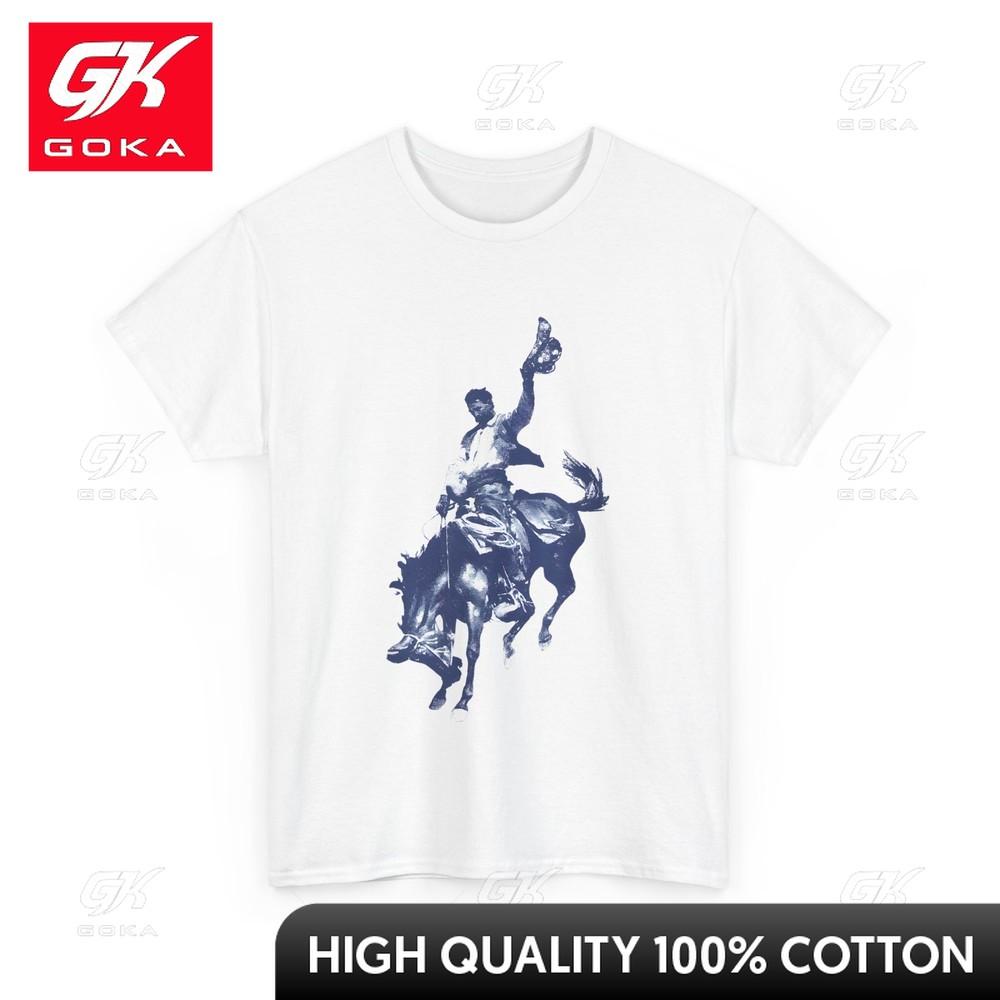 Cowboy Rodeo Tshirt Horse Western Country Unisex Vintage Patterned Short Sleeve Round Neck S