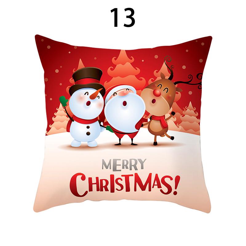 Merry Christmas Cushion Cover Xmas Pillowcase Happy New Year Navidad Santa Claus Red Pillow Cover Ornament Gifts Home Decor
