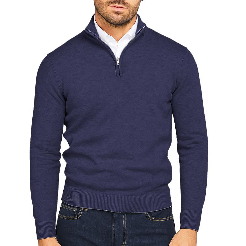 Autumn Mens Quarter Zip Pullover Sweater Lightweight Mock Neck Slim Fit Pullover Knit Casual Polo Sweaters Winter Warm Outerwear