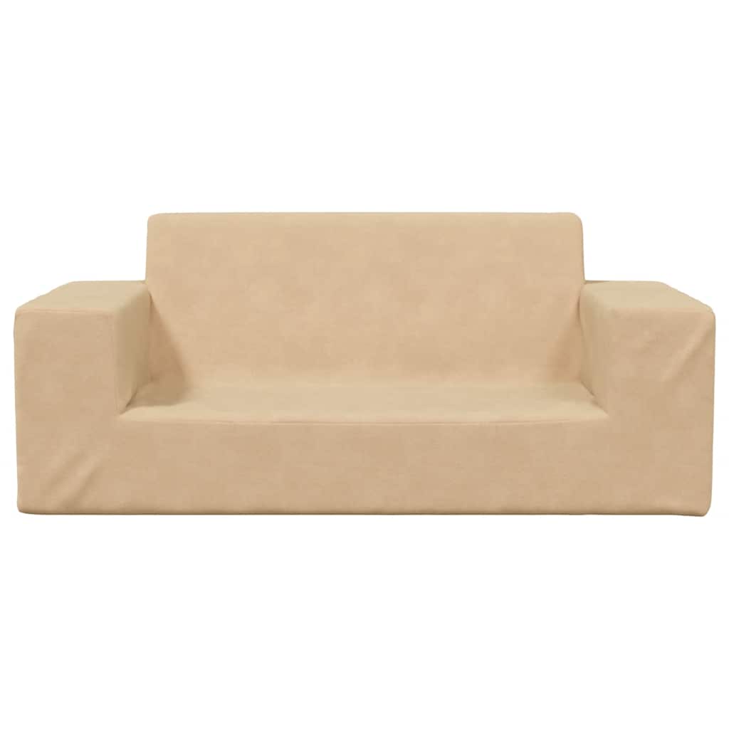 Kids 2 Seater Sofa Cream Colored Soft Plush