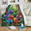 Cartoon Dinosaur Jungle Pattern Flannel Printed Blanket Suitable for All Seasons Suitable for Living Room Office Sofa and Travel
