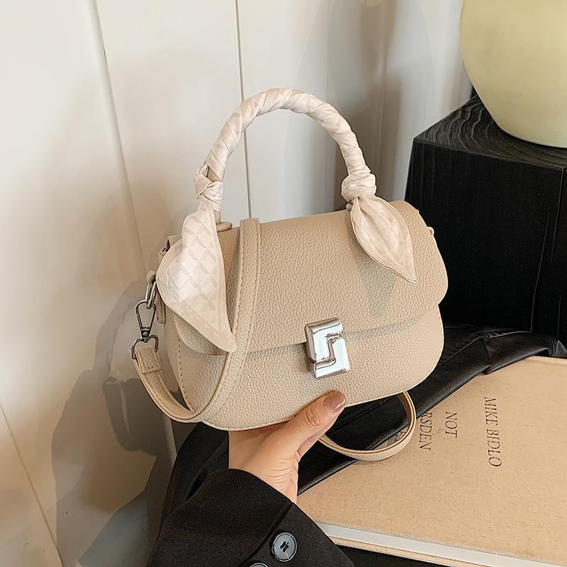 New stylish and simple silk scarf lock flip bag portable shoulder oblique span versatile women's bag
