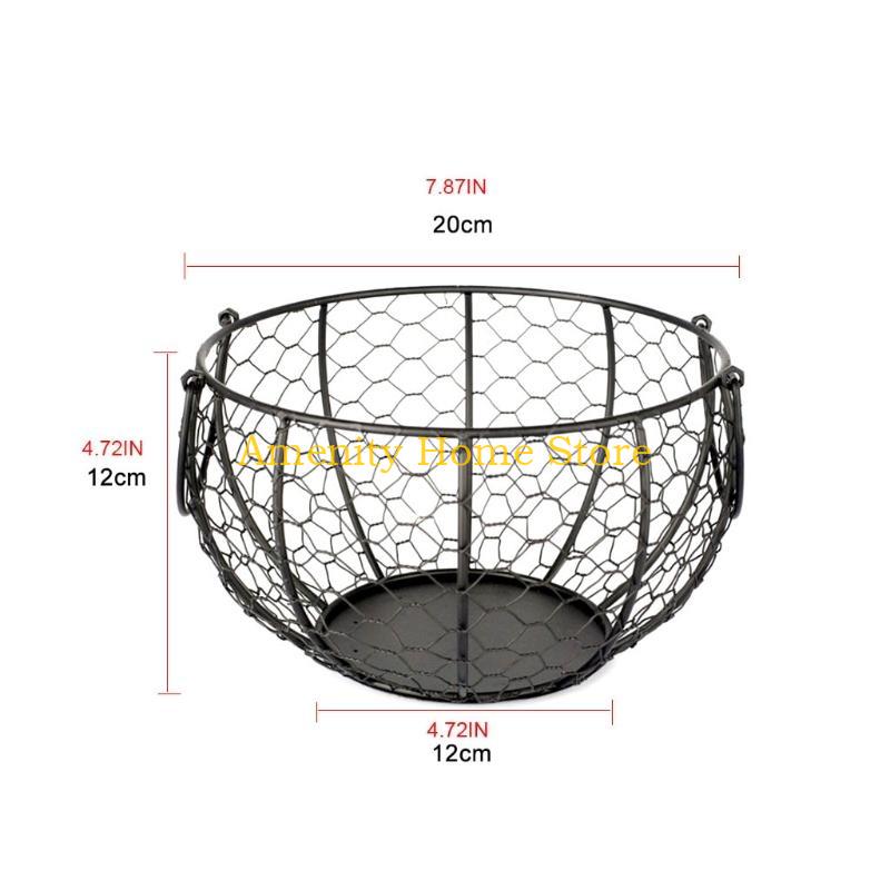 F26C Kitchen Storage Metal Wire Egg Basket Farm Chicken Cover Egg Holder Organizer for Case Nordic Snack Fruit Container