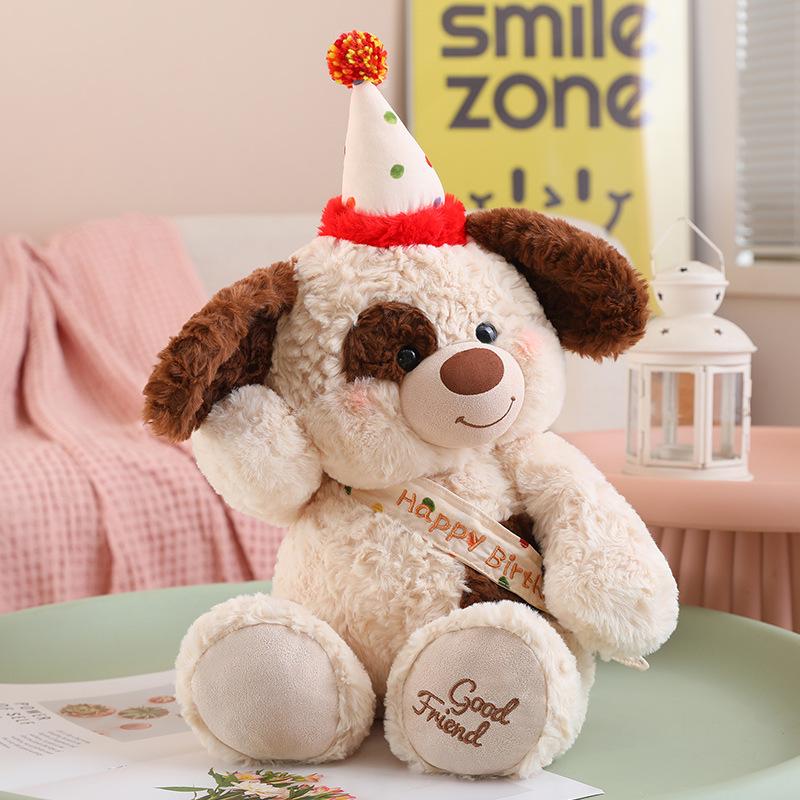 

Happy Birthday Bear Plush Pillow - Cute Rabbit Couple Doll Gift 25cm Seated, 35cm Full Length, 0.29kg