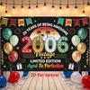 Einteiliges, flaches 2D-Partybanner, Retro-Design mit 2006-nostalgischem Neoneffekt, limitierte Auflage mit perfekt gealtertem Hintergrund