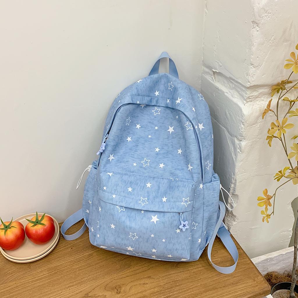 Schoolbag star printing student schoolbag personality niche versatile leisure backpack class travel large capacity backpack