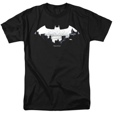 Batman Bat Logo Panorama města Pánské tričko Černé Oficiálně licencované